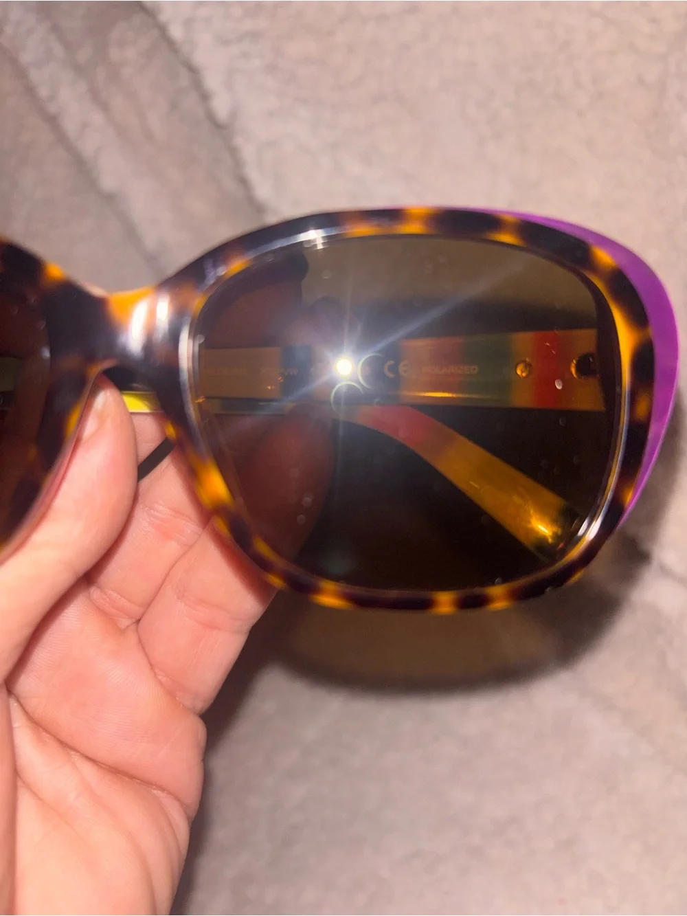 Kate Spade Hildie Hello Sunshine Polarized Sunglasses Tortoise Purple